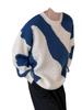 Boys' Contrast Color Knitted Pullover Sweater - Lazy Style, Loose Fit, Autumn/Winter, Korean Style