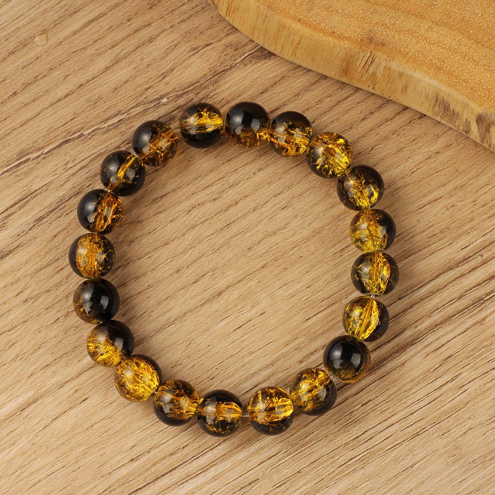 Black and Gold Amber Resin Beaded Bracelet Luxury Fashion Jewelry for Men Women Daily Wear Party Gift