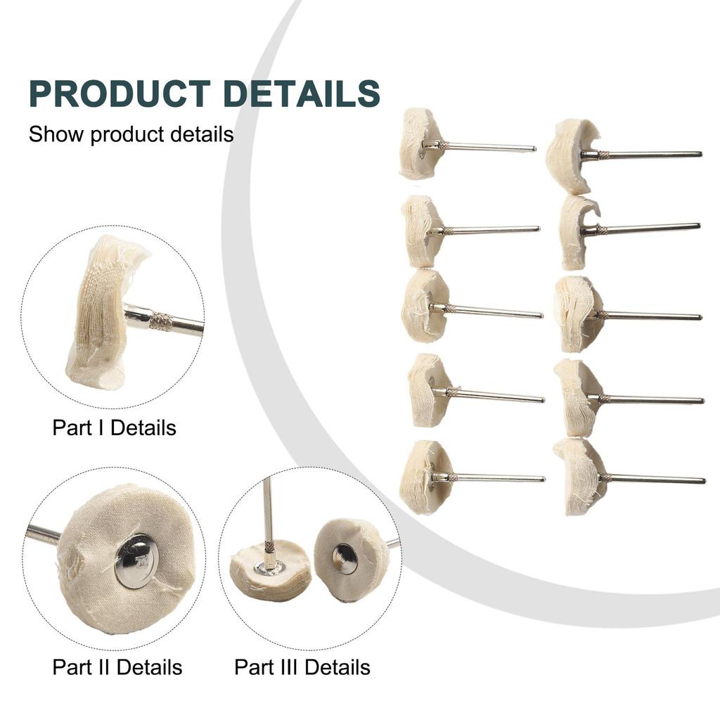 Cloth Polishing Buffing Pad Cotton Wheel+metal Handle Rotary Tool