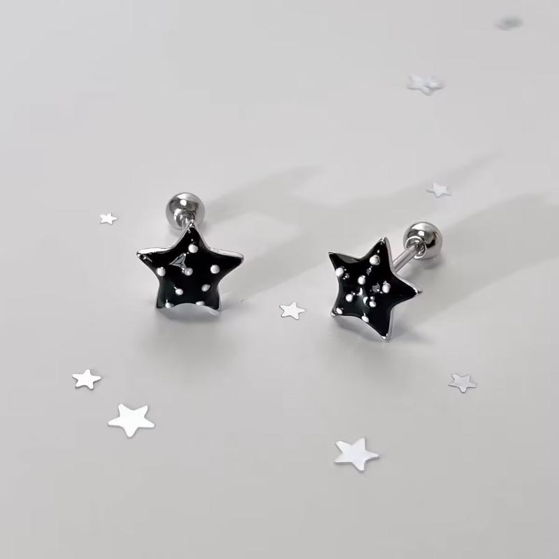 1 Paar Süße Polka Dot Stern Ohrstecker Hypoallergen Schraubverschlüsse Für Tägliches Tragen Lässige Ausflüge Schmuck