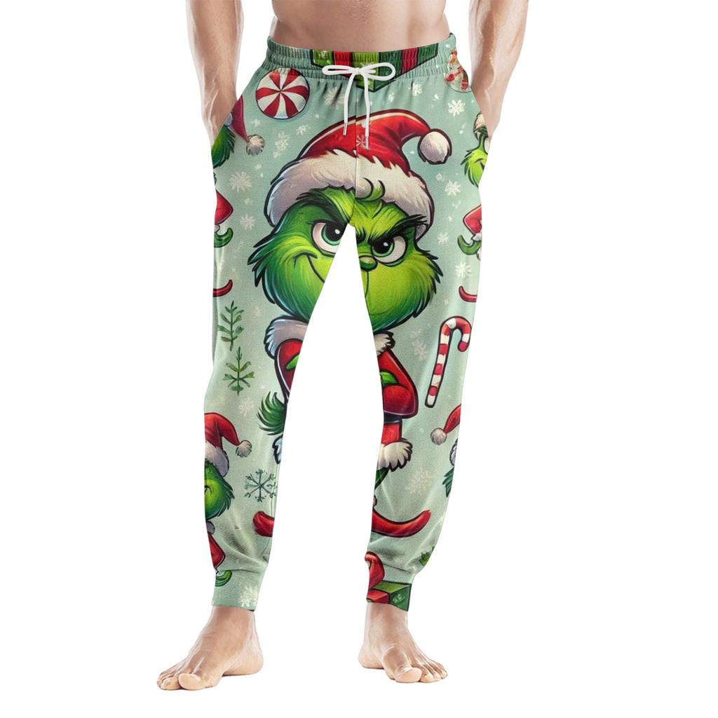 Men's Drawstring Pocket Casual Pants, Checkered Striped Printed Pocket Casual Pants, Home Sleeping Pants