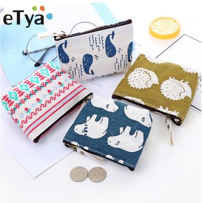 Coin Purse Little Smiling Cat With Various Leaf Flower Coin Pouch With Zipper,Make Up Bag,Wallet Bag Change Pouch Key Holder