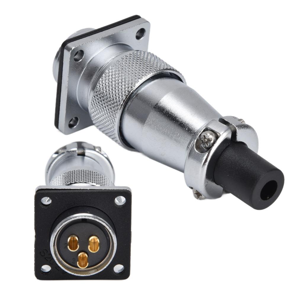 WS20 Aviation Connector 3Pin Zinc Alloy Aviation Male Female Plug Metal Thread with Screw Electrical Power Connector