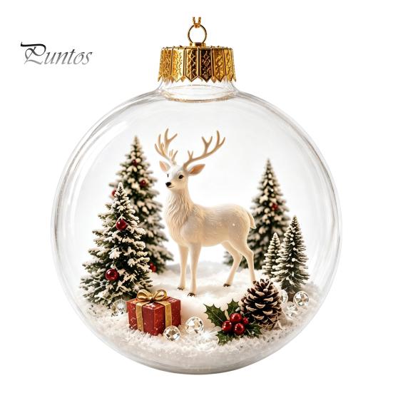 Seasonal Decorative Gifts Light Up Christmas Scene Ball Ornament with Warm LED Glowing Holiday Story for Clear Acrylic Hanging Balls Tree Decor