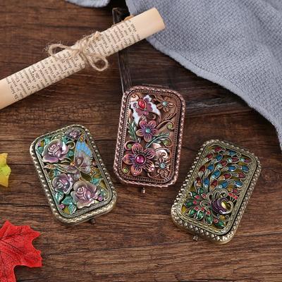 Retro Compact Pocket Mirror Vintage Cosmetic Folding Mirror Makeup Mirror Dressing Gift Mirror