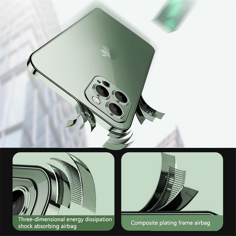 Luxyry Ultradünne, durchsichtige, quadratische Rahmenhülle für iPhone 14, 13, 12 Mini, 11 Pro Max, X, Xs, Xr, Se, 7, 8 Plus, weiche Abdeckung mit Glas