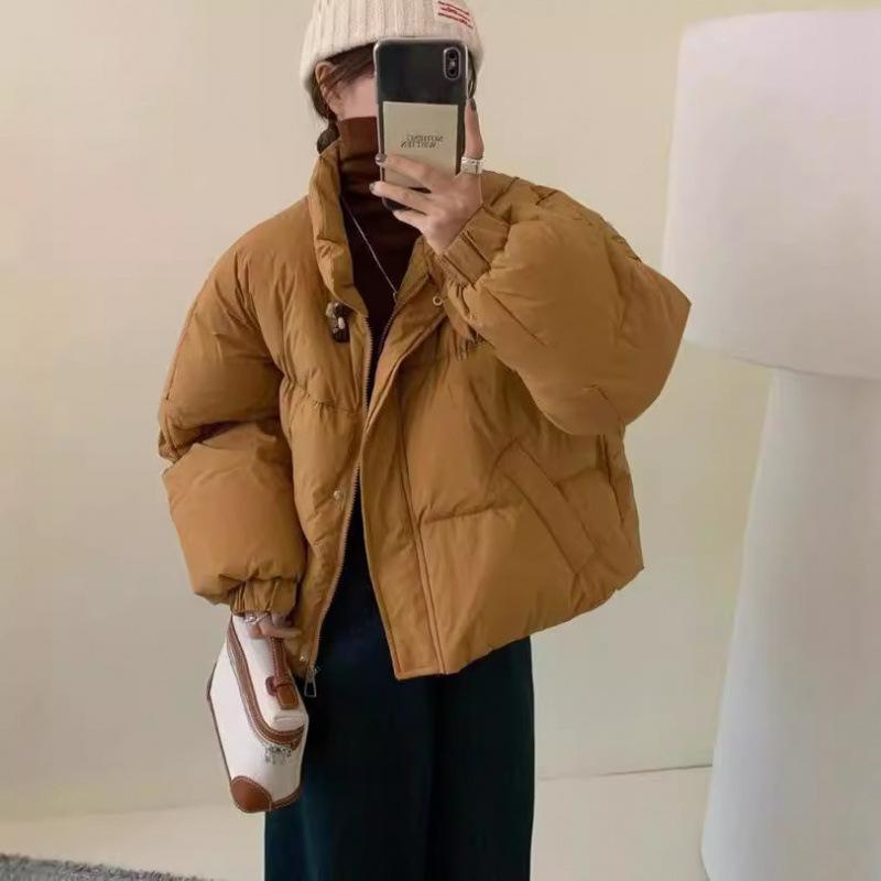 Korean white duck down short down jacket women's new lazy wind fluffy down jacket women's Pinghu