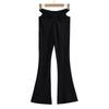 Fashion Wind 2024 Summer New Arrival Low Waist Silm Stylish European and American All-Matching Work Clothing Sexy Waist Leakage Flared Pants