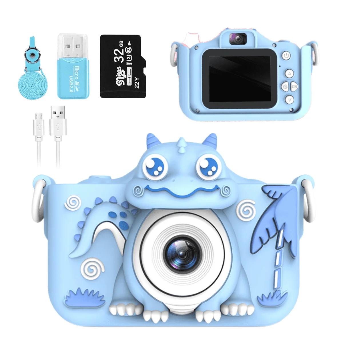 

Мультяшна дитяча камера, динозавр, 4000 Вт, HD, подвійна лінза, селфі-камера, розвиваючі іграшки, цифрова відеокамера 1080p, подарунки на день народження