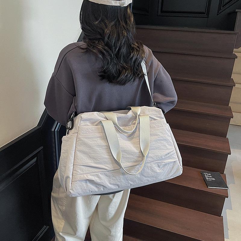 Lightweight bag women's large-capacity handbag canvas short business trip tote bag men's versatile shoulder messenger bag