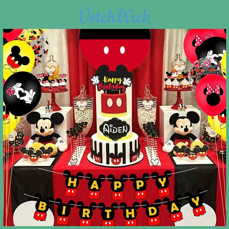 Colorful Mickey Mouse Minne Themed Kids Birthday Party Supplies With Balloon Banner