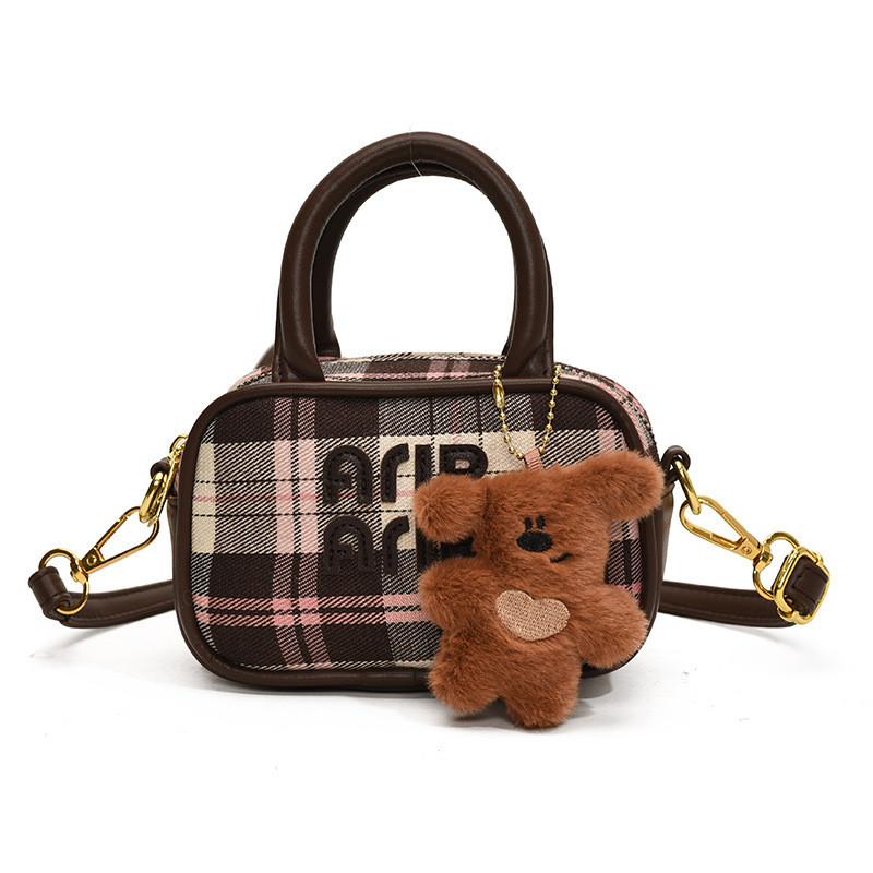 Childrens Lightweight Breathable Tote Bag With Modern Plaid Design For Use Daily