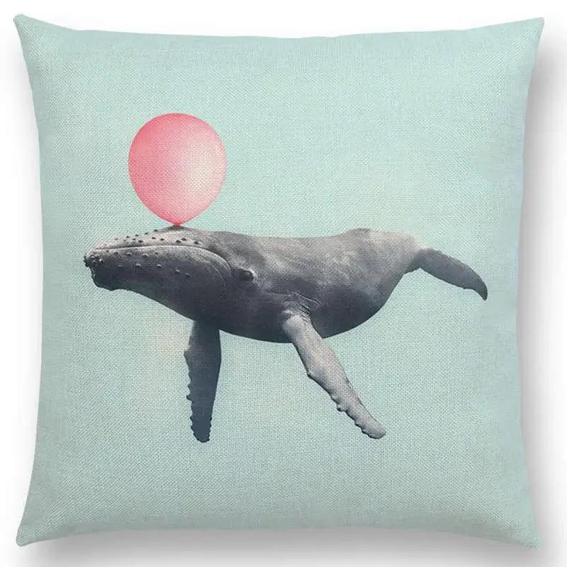 Różowy Sen Kolorowa Fantazja Seksowny Wystrój Poszewka na Poduszkę Sofa Rzutowa Wieloryb Flaming Kot Hamburger Pączek Poszewka na Poduszkę