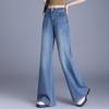 2026 Spring/Autumn High-Waisted Retro Blue Denim Casual Pants