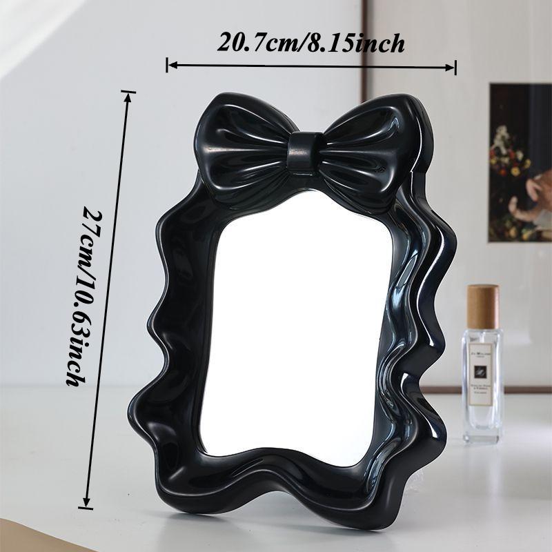 

Bow Standing Makeup Mirror Cute Desktop Cosmetic Mirrors for Girls High-quality Portable Women Mirrors Sweet Style Wholesales чёрный