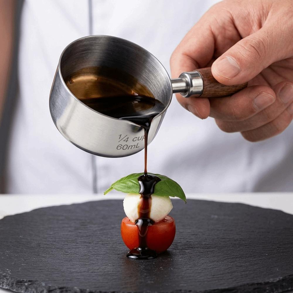 Rustless Steel Sauce Cup with Handle Round Smooth Inner Wall Hold Cup Dressing Vessel  Cafe