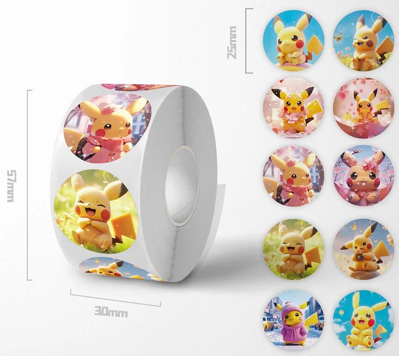 

500 шт./рулон Милые Покемон Пикачу Мультяшные Аниме Запечатывающие Наклейки DIY ПВХ Наклейки для Ноутбука Украшение Наклейка Награда Подарок Игрушки
