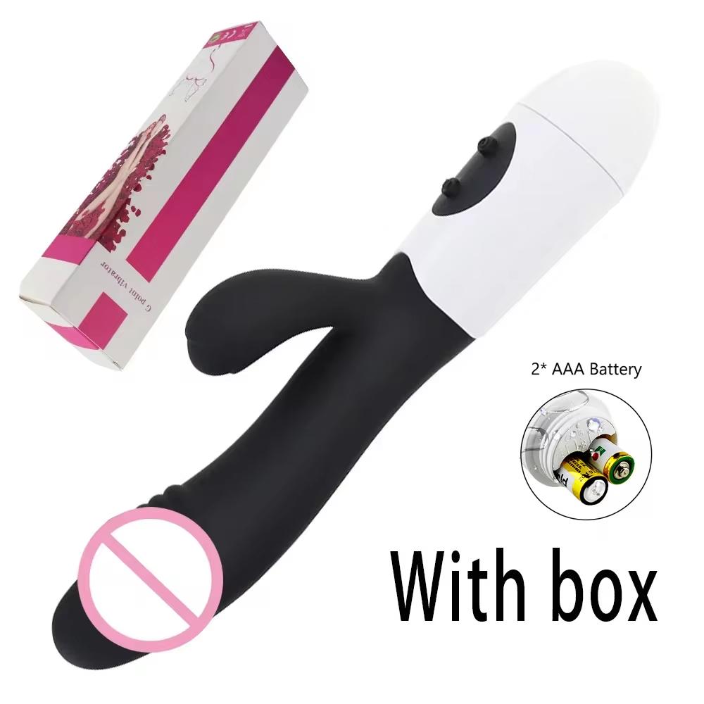 Powerful Dildo Rabbit Vibrator G Spot Clit Vagina Anal Stimulator Nipple Massage Masturbator Female Sex Toy for Adults Couple