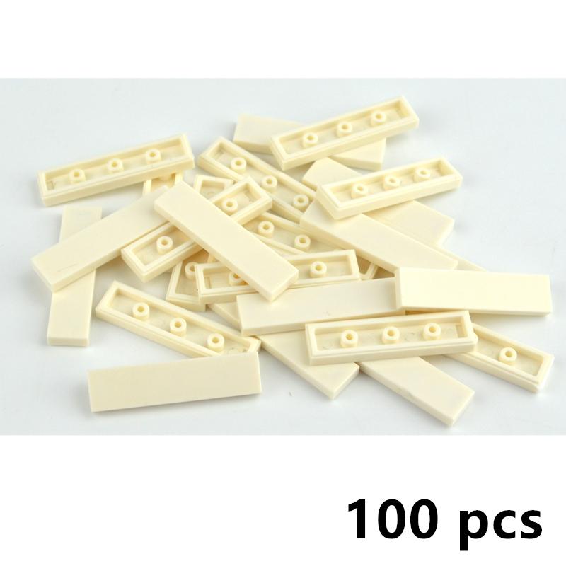 100pcs DIY Building Blocks Smooth Figure Bricks 1x4 Colorful Educational Ceramic Flat Tile Blocks Compatible 2431 Creative Toys