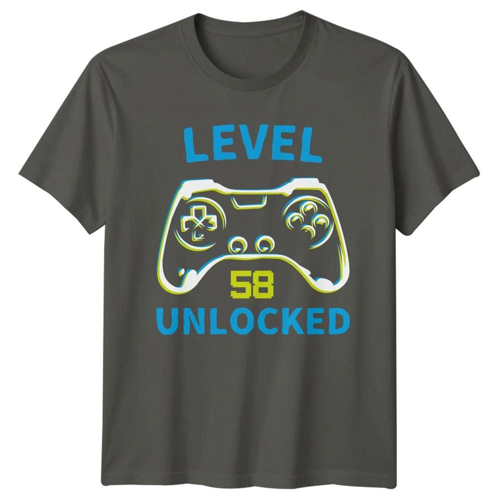 Level 58 Unlocked TShirt Gamer Retro Birthday 58th Gift For Him And Her S