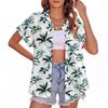 Sommer Neues Hawaiianisches Hemd für Damen Lässig Kurzärmelig Tropische Blume 3D-bedrucktes Hemd