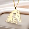 Fashionable Hollow Celtic Knot Horse Head Stainless Steel Cool Retro Witch Knot Animal Necklace Lucky Horse Lover Gift
