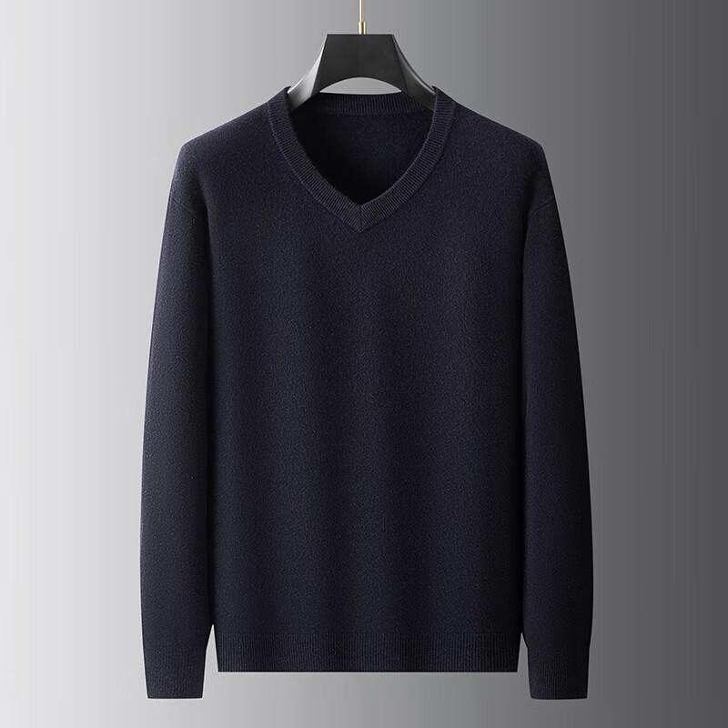 Men's Plus Size V-Neck Long Sleeve Wool Blend Sweater