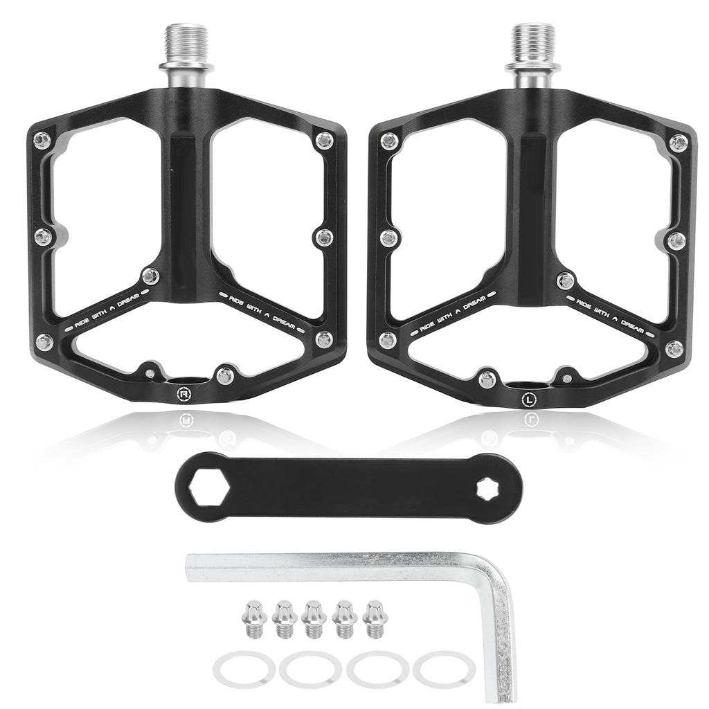 2 PCS Bicycle Pedal Enlarged Widened Non Slip 3 Peilin Black Aluminum Alloy Mountain Bike Pedal Bearing Pedal