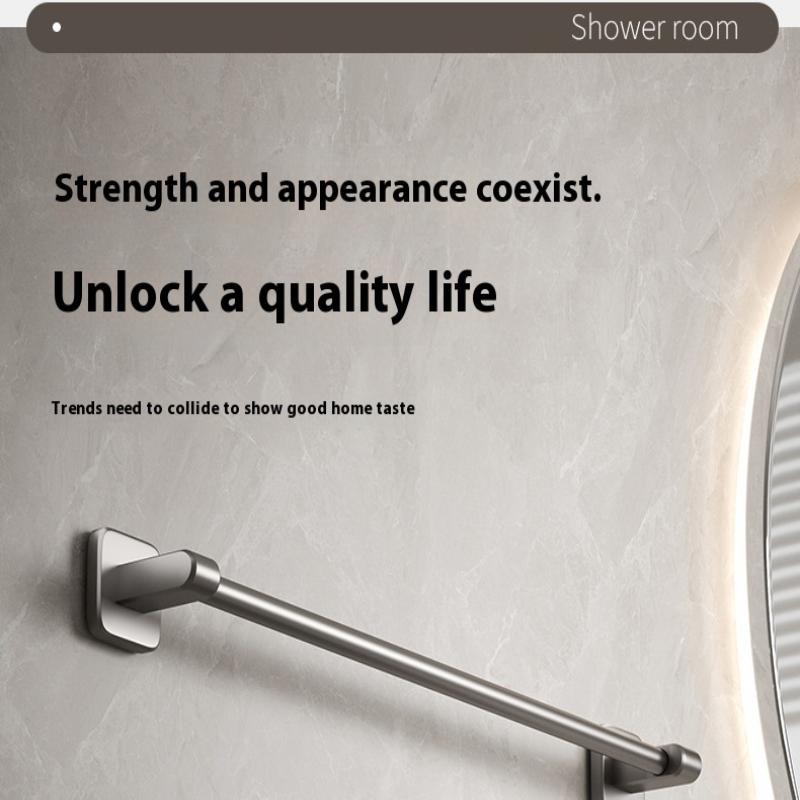 Two Layer Punch-Free Towels Holder Bar Bathroom Storage Rack Towel Rack Organizer Wall-Mounted Towel Shelf
