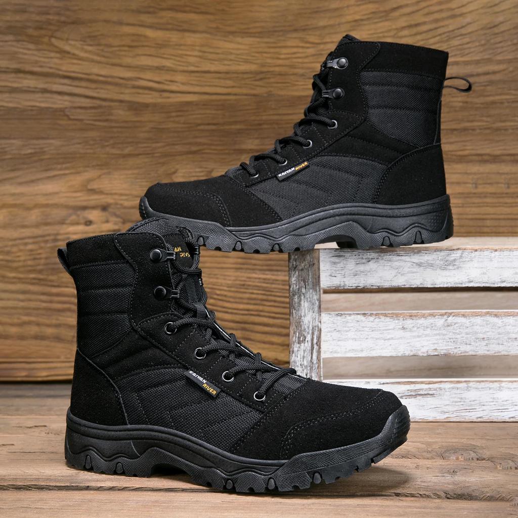 Tactical Men Boots Special Force Leather Waterproof Desert Combat Men Ankle Boots Work Shoes Plus Size Hiking Shoes Boots Men