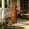 Metal Scarecrow Garden Stake, 27.36 Inches Rusty Scarecrow Yard Art Stake, Farmhouse Yard Sign with Stake, Rustic Outdoor Decoration for Lawn