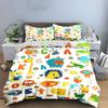 Ensemble 3 Pièces Housse de Couette Alphabet ABC Animaux de la Jungle pour Bambin Éducatif Chambre d'Enfant Simple Double King Queen Cadeau