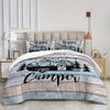 3pcs Blue Happy Camping Winnebago 3D Printed Bedding Set Cozy Duvet Cover King Queen Twin Size Birthday Gift Bedroom Decoration