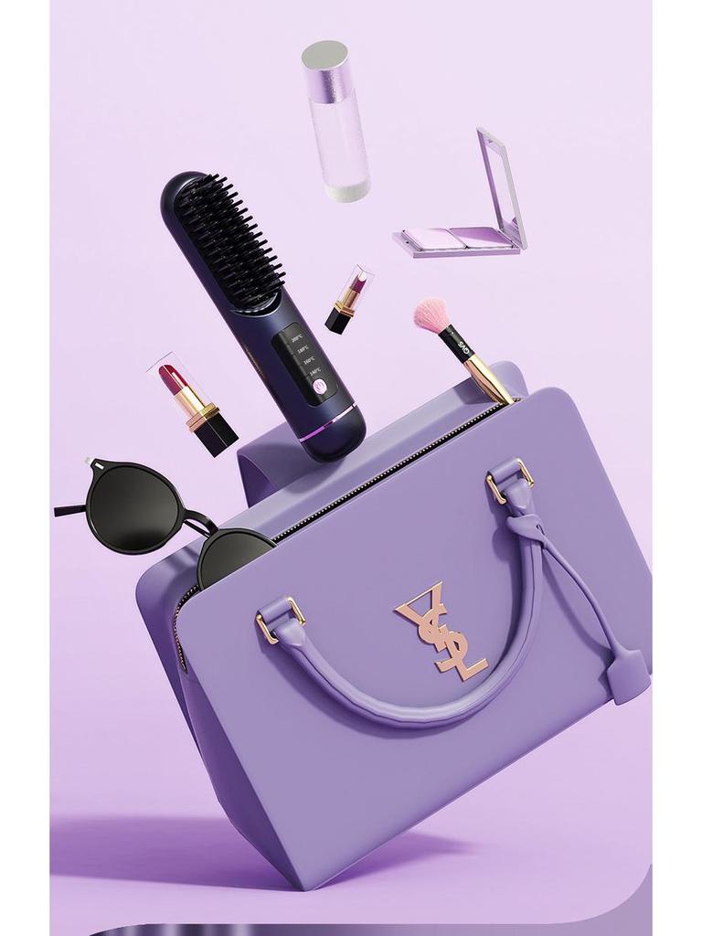 Tragbarer kabelloser Glättkamm mit Verbrühungsschutz und negativen Ionen zur Haarpflege