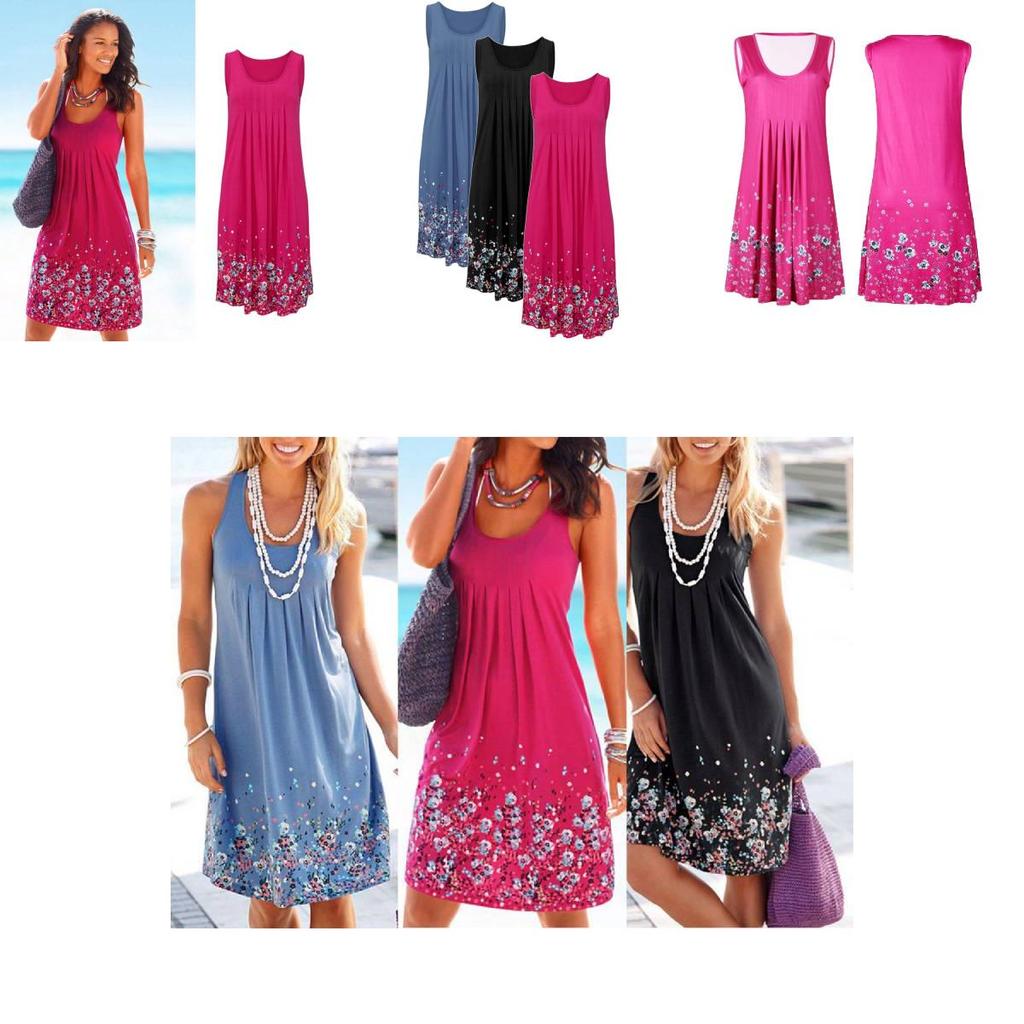 Urban Chic Sleeveless Floral Print Loose Fit Midi Dress Polyester Blend