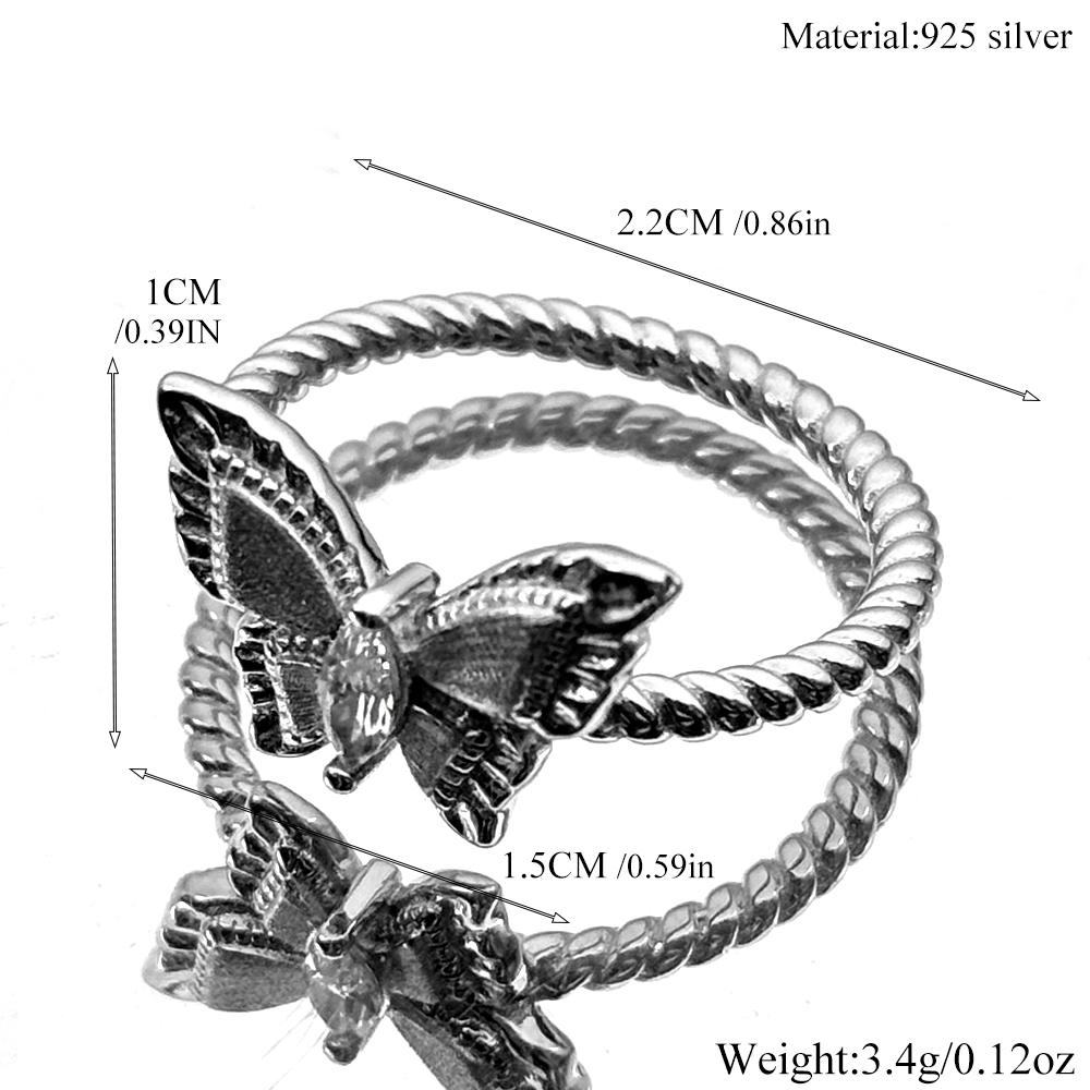 925 Sterling Silver Butterfly Ring For Women Wedding Luxurious Exquisite Crystal Female Elegant Anniversary Finger Jewelry Gifts