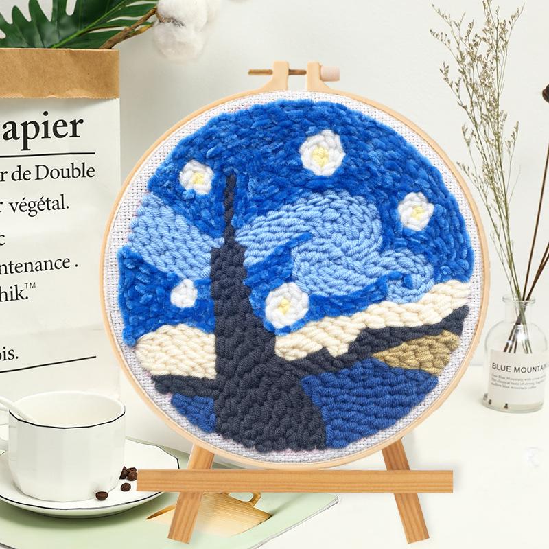 Russian Punch Needle DIY Kit: Handmade Wool Base for Fun Embroidery Projects
