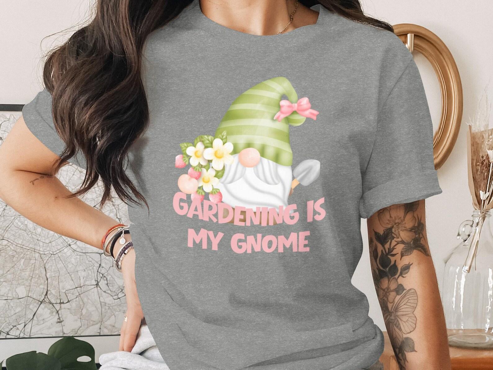 Gardening Gnome T-Shirt, Funny Garden Lover Tee, Cottagecore Plant Mom top XL