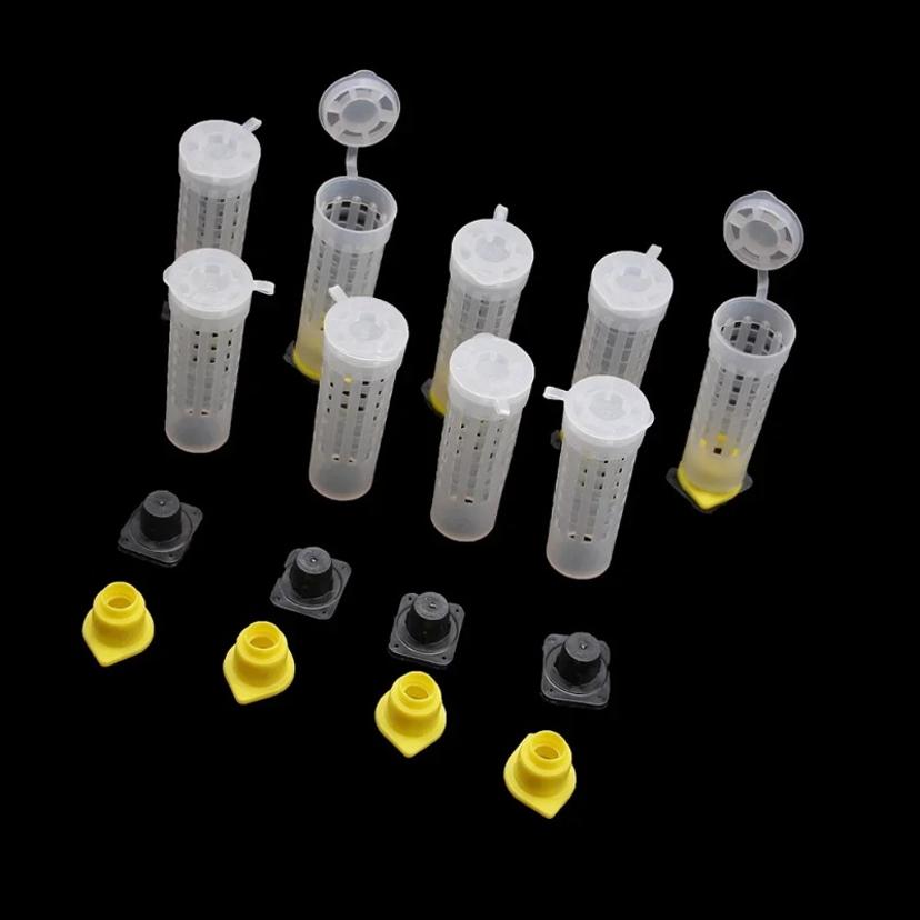 10 Pcs Beekeeping Bee Plastic Queen Rearing Cage Cup Box Protection Cover Catcher Protective Base Bees Tools Supplies Equipment