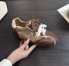 Platform-soled German training shoes women's autumn new versatile niche brown splicing small Forrest Gump casual shoes
