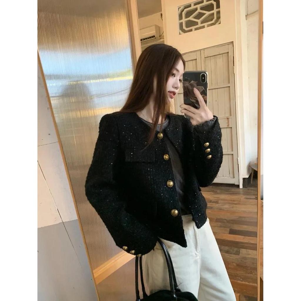 Chic Retro Sequin Long-Sleeve Jacket - Women's Autumn Fashion