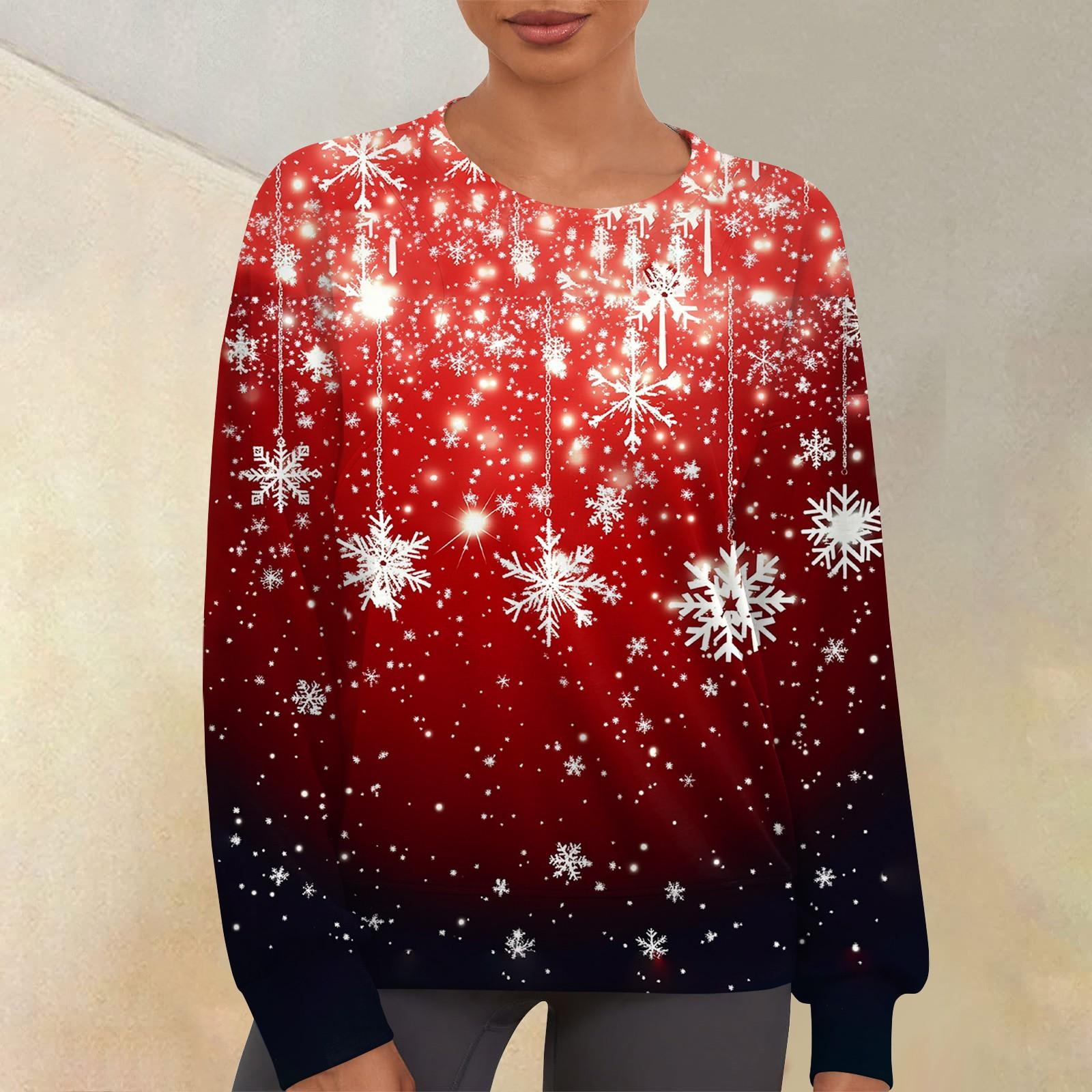 

Женский повседневный модный принт с круглым вырезом и длинным рукавом, свитер-топ XXL винный