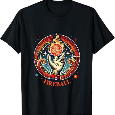 Feuerball Fantasy RPG Feuermagie Zauber T-Shirt