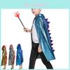 Halloween Dinosaur Costume Cape For Kids Dragon Dress Up Hooded Cloak Spiky Dinosaur Scales Design