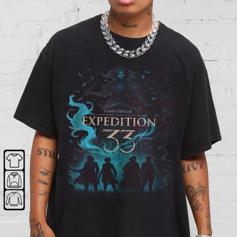 

Retro Clair Obscur Expedition 33 Unisex Crewneck Shirt, Expedition 33 Game Fans Unisex T-Shirt XXXXL