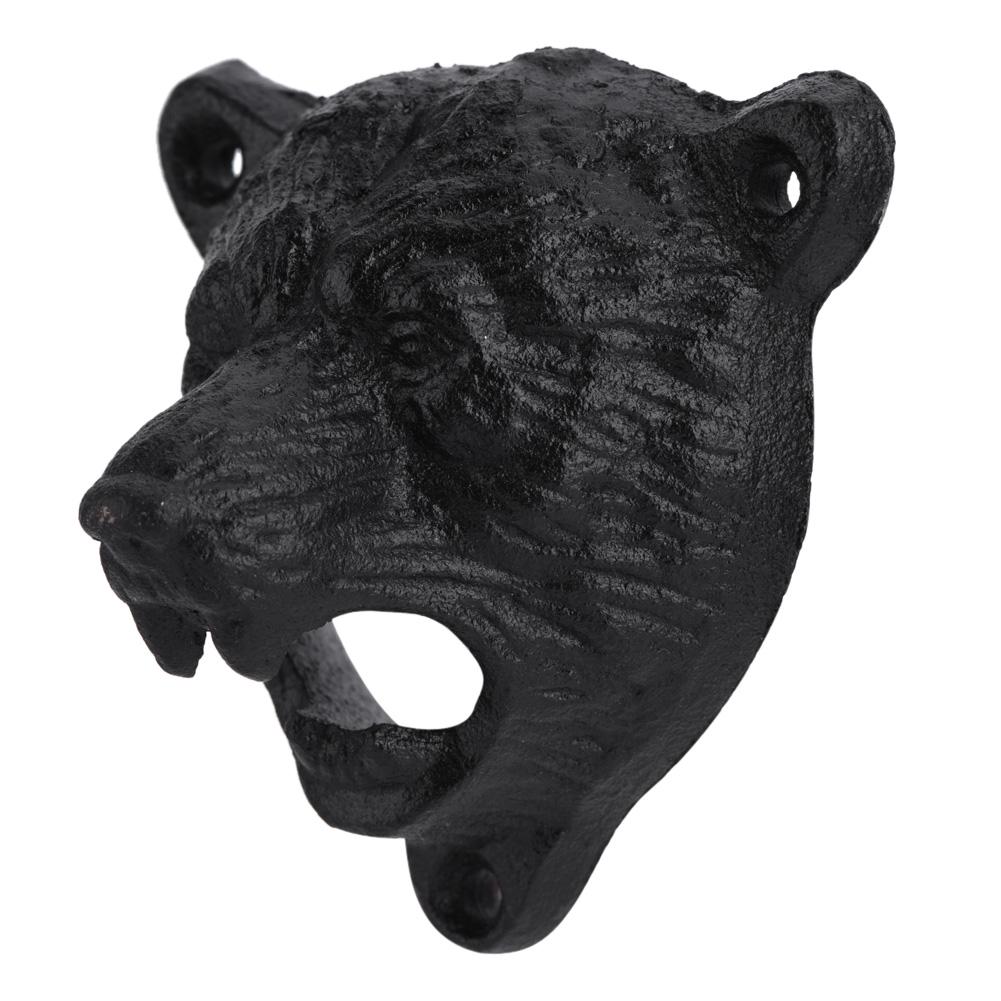 1Pc Cast Iron Bear Shape Wall Mounted Beer Soda Glass Bottle Cap Opener Kitchen Bar Tools Hot
