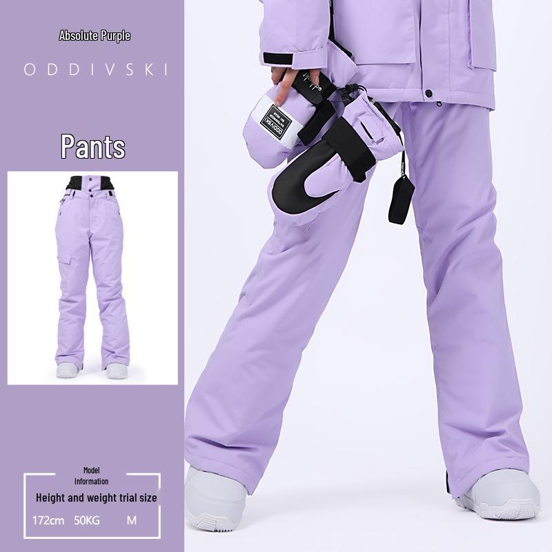 

Oddivski Waterproof Slim-Fit Ski Pants for Men & Women - Thick, Breathable, Warm, Trendy Single/Double Board Ski Suit L