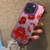 Sexy Girl Red Lips Electroplate Silver IMD Phone Case For iPhone 15 16 Pro Max 14 13 12 11 XR XS 7 8 Plus Shockproof Back Cover