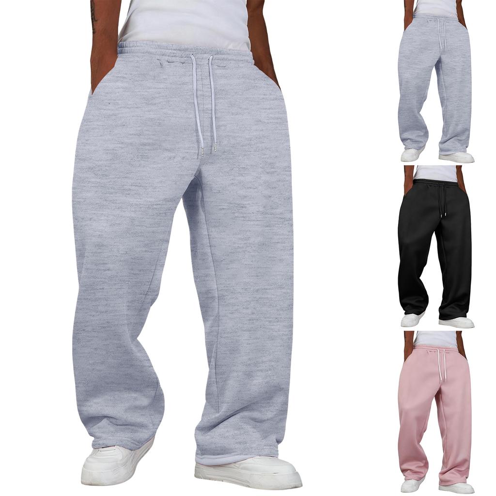 Herren Baggy Sweatpants Fleece Freizeithose Elastischer Bund Sportliche Trainings-Jogginghose Herbst Winter