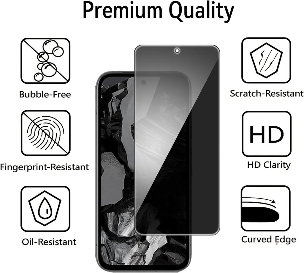 2 PACK Privacy Filter Tempered Glass Film AntiSpy Shield Screen Protector for Google Pixel 8A